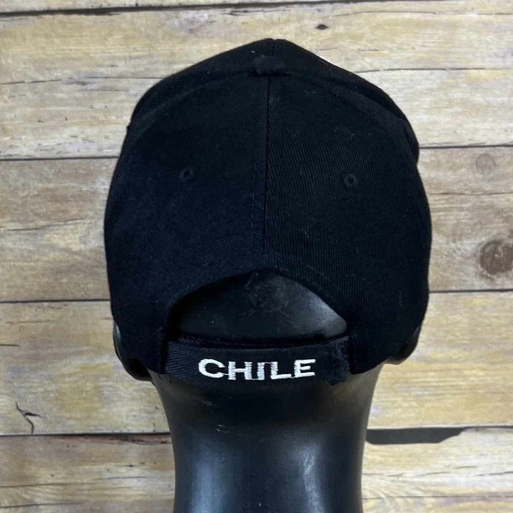 Chile Souvenir Baseball Cap Black Embroidered Adjustable Hat One Size‎ Fits All